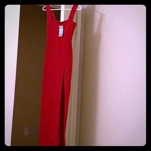 Petite square neck split maxi dress